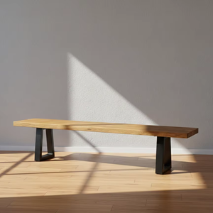 ม้านั่งไม้เรน ดีไซน์โครงไม้เนื้อแข็งและโลหะ ทนทาน เหมาะสำหรับการใช้งานในบ้านสไตล์โมเดิร์นอินดัสเทรียลและการใช้งานในธุรกิจบริการ - Product Image 1