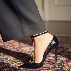 Custom Styles Women Ankles T-Strap Sexy Shoes High Heels Pumps Dress Pointed Toe Big Size 45 Wide Fit Metal Decor <b>Sandals</b> - Product Image 6