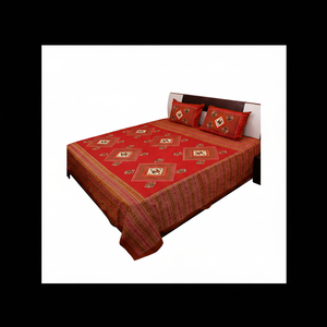 Vente en gros personnalisée Designs de luxe King Microfibre Coton imprimé Brun Double Drap de lit Coton imprimé et impression à la main - Product Image 1