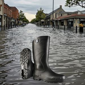 รองเท้าบูทกันน้ำแบบขายดีที่สุด สีแดงพื้นดำ ทรงยาว ไซส์ 36 ผลิตจากโรงงานโดยตรง ปรับแต่งได้ ขายส่ง มีแบบเหล็กกันทะลุ - Product Image 2