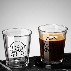 Tazza in Vetro Stile Coreano con Disegni Cartoon, Senza Manici e Coperchio, per Succhi, Bevande, Gelati e Dessert - Product Image 5