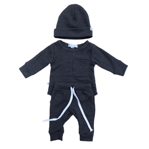 ชุดเสื้อผ้าเด็กแบบวาฟเฟิลคอตตอนขายส่ง ชุดเข้าชุดสำหรับเด็ก 2 ชิ้น - Product Image 5