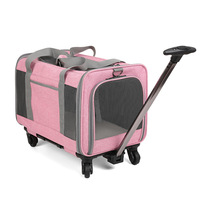 Sac à dos de transport pour animaux de compagnie, chariot poussette pour chat, sac de voyage à roulettes en tissu Oxford pour chats et chiens