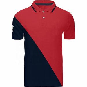 T-shirts polo personnalisés à manches courtes de haute qualité Polos de golf bicolores à séchage rapide avec décoration patchwork en tissu tricoté foncé - Product Image 2
