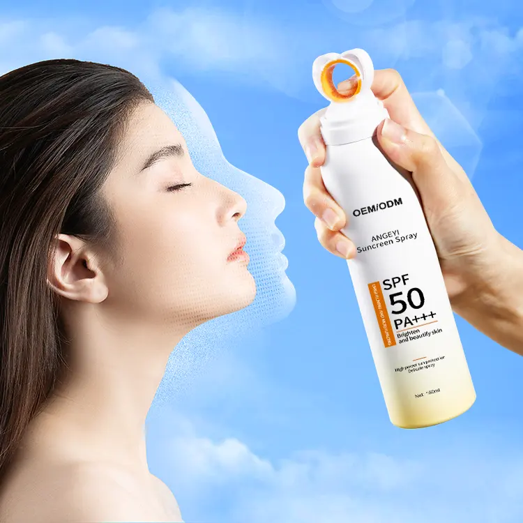 Toptan özel etiket güneş koruyucu sprey geniş spektrum Spf50 Pa + + Uva/uvb nemlendirici güneş koruyucu Uv koruma sprey