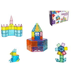 108件儿童益智玩具3D DIY磁铁积木套装儿童透明磁性积木瓷砖 - Product Image 4
