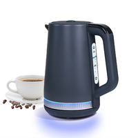 Hervidor Eléctrico Digital de Acero Inoxidable Negro de 1.7l con Ajuste de Temperatura para Bebidas Domésticas