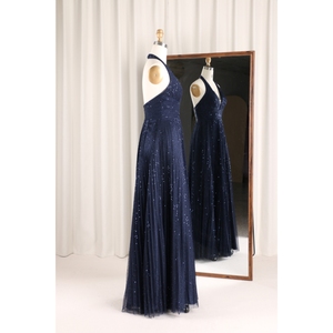 Toujours jolie <span class=keywords><strong>robe</strong></span> <span class=keywords><strong>de</strong></span> demoiselle d'honneur en Satin pour les femmes <span class=keywords><strong>soirée</strong></span> défilé noir paillettes brillant taille Empire Sexy dos nu plissé maternité - Product Image 2