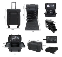 Étui organisateur de chariot à roulettes de maquillage professionnel avec étui supérieur détachable 2 en 1 étui de maquillage en nylon avec roues