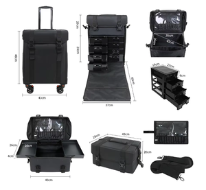 Profession elle Make-up Rolling Trolley Organizer Hülle mit abnehmbarem Top Case 2 in 1 Nylon Makeup Case mit Rädern - Product Image 2
