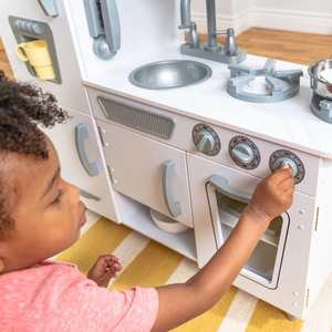 Cuisine miniature en bois blanc vintage américaine classique, ensemble de jeu interactif pour tout-petits, jeu de rôle en cuisine - Product Image 2