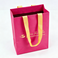 Sac en papier écologique personnalisé imprimé, pliable, avec poignée en ruban de luxe, pour boutique, mariage, emballage cadeau