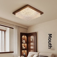 Plafonnier de salon en acier inoxydable avec couvercle en cristal, style médiéval, couleur noyer vintage, motif vague d'eau créatif, haut de gamme, AC