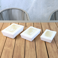 Boîte à gâteau rectangulaire en kraft avec couvercle transparent en PP/PET, emballage alimentaire en papier, boîte à emporter