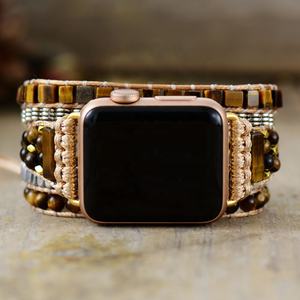 Correa de reloj con gema de ojo de tigre hecha a mano Aplo para la serie 7 <span class=keywords><strong>Black</strong></span> <span class=keywords><strong>Friday</strong></span>, regalo nupcial especial, joyería Bohemia, cuentas cambiables con cuentas - Product Image 3