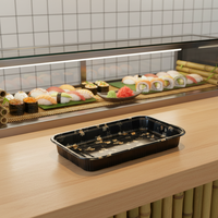 Boîtes en plastique jetables de qualité alimentaire, spécialement conçues pour l'emballage à emporter des restaurants de sushis, avec formes et couleurs personnalisables