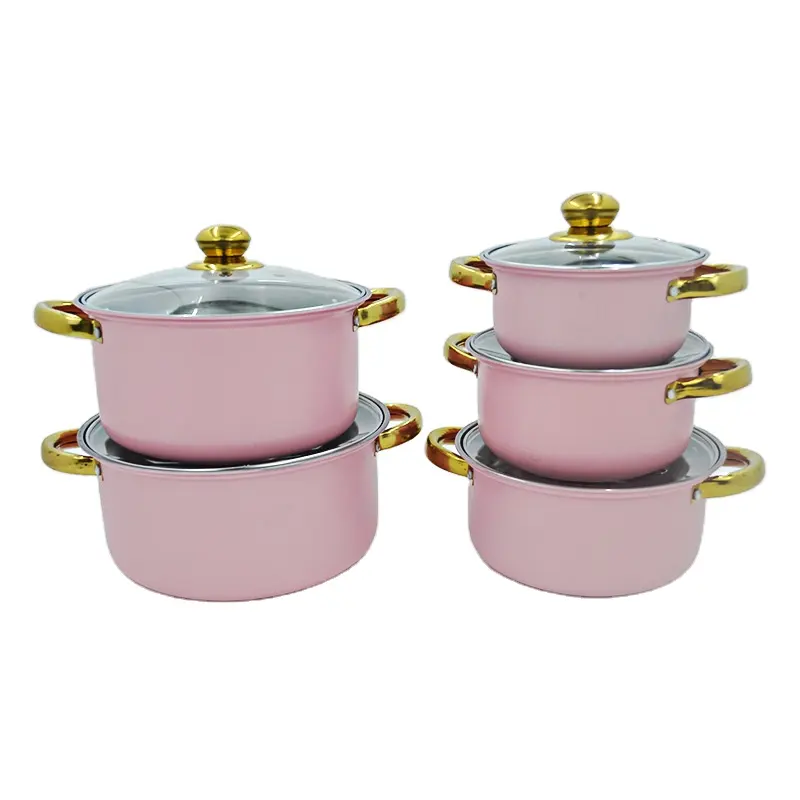 Kitchen utensils pink soup pot stainless steel stock pots