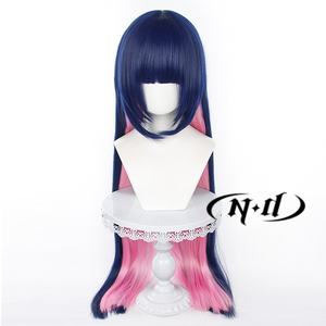 Perruques de cosplay ND Stocking Anarchy, anime, bas et jarretière, longues, lisses, bleu, rose, mélange de couleurs, brun clair, résistantes à la chaleur - Product Image 2