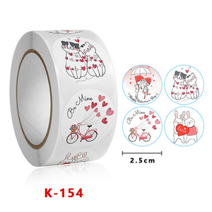 Adesivo colorato cerchio di carta impermeabile in vinile logo rotolo adesivo fatto a mano etichetta con adesivo <span class=keywords><strong>amore</strong></span> - Product Image 1