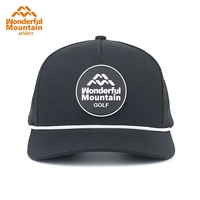 Topi olahraga Golf topi bisbol 5 Panel tali lubang Laser logo kustom tambalan karet tambalan kulit berkualitas tinggi
