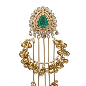 Pendientes largos chapados en oro elegantes de la mejor calidad para fiesta, boda y colección de ropa funcional para mujeres y niñas - Product Image 2