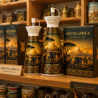 Ensemble de bouteilles à huile en céramique souvenirs d'Afrique du Sud, motif lion, éléphant, girafe, bouteille à huile en porcelaine pour la cuisine, personnalisation OEM ODM, vente en gros