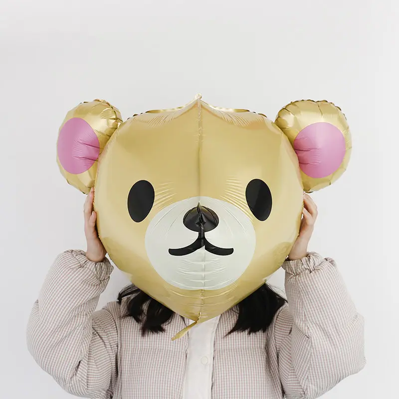 Лидер продаж на Amazon, 3D шары с головой медведя из алюминиевой пленки для детей, украшение для дня рождения