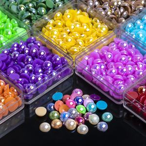 <span class=keywords><strong>Perles</strong></span> plates <span class=keywords><strong>demi</strong></span>-rondes en ABS imitation perle AB colorées de 2-14 mm en gros pour la fabrication de bijoux, coques de téléphone en colle crème et fournitures d'artisanat DIY - Product Image 1