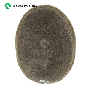 ハイスタンダード完璧なブリーチドノットフレンチレース男性用トゥーピー人毛パッチインド髪30 mm波 - Product Image 3