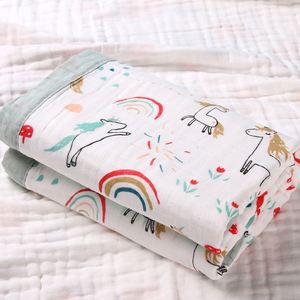 Bear Print Six-Layer Woven <b>Muslin</b> <b>Baby</b> Swaddle Wrap Cartoon Pattern <b>Blankets</b> - Product Image 6