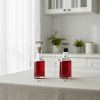 Botol Kaca Mini Bulat Kosong 50ml 100ml 200ml 250ml 375ml Grosir untuk Gin Vodka Whiskey Minuman Keras Botol Kaca Gin
