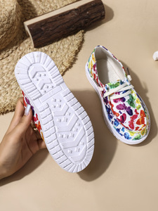 Chaussures en toile imprimées pour enfants, nouvelles chaussures décontractées pour enfants à lacets et bout rond imprimé coloré - Product Image 5