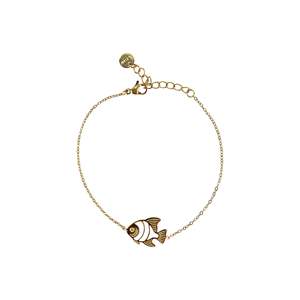 Fine <b>Charm</b> Bracelet 316L Stainless Steel PVD Gold Plating Fish Pendant Sustainable Resistant Jewelry - Product Image 1