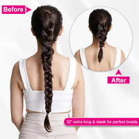 Queue de cheval tressée Julianna avec élastique, extensions de cheveux lisses à enrouler, queue de cheval DIY, cheveux synthétiques naturels et doux