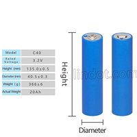 Nouvelle batterie cylindrique au lithium-fer-phosphate EVE Energy Industrial Control C40 40135 20Ah, cellule haute capacité