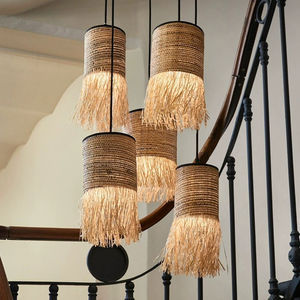 Đèn treo nhà bếp hình chuông hiện đại bằng tre, đèn thả mây tre đan trong nhà có thể điều chỉnh độ cao - Product Image 1