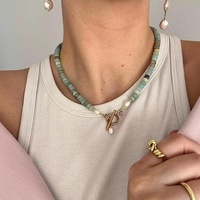 Collier en pierre naturelle et fausse perle avec fermoir OT, plaqué or 18 carats, perles, style bohème, design de niche Woying