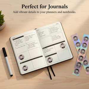 สติกเกอร์แบบกำหนดเอง สติกเกอร์ป้ายชื่อส่วนตัว สติกเกอร์การ์ตูนทรงกลม ผิวสัมผัสสีเงินโฮโลแกรม - Product Image 3