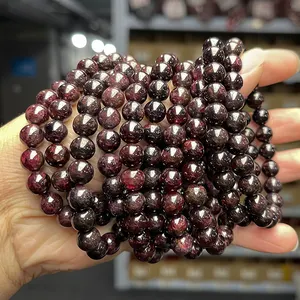 JD 8mm Top Quality Natural Garnet Stone Beads Elastic Bangle 1A Natural Red Garnet Bracelet For Jewelry Gift