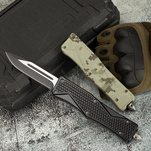 Folding Knife Stainless Steel Drop Point Blade Nylon Handle Tactical Outdoor Knife with Thumb Knob Opening - Product Image 3