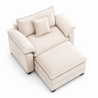 Fauteuil lounge moderne surdimensionné avec repose-pieds étendu, siège profond, fauteuil d'appoint rembourré pour salon