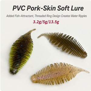 Leurre souple plat en PVC, type ver, avec queue filetée, coulant, imitation limace en peau de porc, pour la pêche à la ligne, vente en gros - Product Image 1
