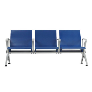 Silla de espera pública Hewei, banco de asientos individuales autoadhesivos de PU con estructura metálica y pasamanos para estaciones y aeropuertos - Product Image 2