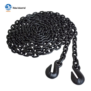 Chaîne de fixation G80 avec crochets à œillets aux deux extrémités, chaîne de transport <span class=keywords><strong>en</strong></span> acier au carbone noirci, robuste, pour sécurisation des charges - Product Image 2