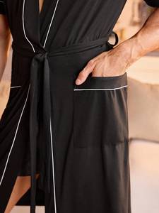 Peignoir d'été <span class=keywords><strong>pour</strong></span> <span class=keywords><strong>homme</strong></span>, couleur unie, style ample et léger, <span class=keywords><strong>court</strong></span>, avec ceinture, <span class=keywords><strong>pour</strong></span> la maison, <span class=keywords><strong>pyjama</strong></span> - Product Image 5