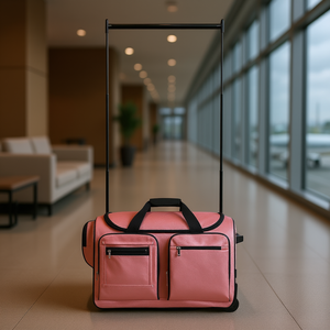 Pink Rolling Duffle Bag 23 Inch with <b>Garment</b> <b>Rack</b> Travel Dance Bag Nylon Fabric Zipper Closure - Product Image 2