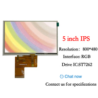 Layar LCD TFT Modul Sentuh Resistor 5 Inch IPS 800 * 480 Konektor RGB 40PIN IC Driver ST7262