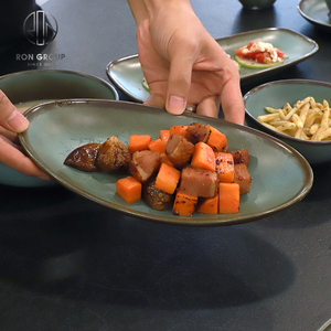 Assiettes ovales en porcelaine noire élégante en ébène, vaisselle écologique pour restaurant, maison, repas gastronomiques, service de banquet - Product Image 6