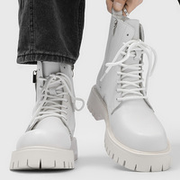 2026 Bottines à plateforme épaisse blanches pour homme, style épuré, avec tirette, pour tenues masculines tendance