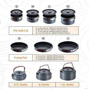 <span class=keywords><strong>Set</strong></span> di Pentole Personalizzato 0,8MM in Diverse Misure con Anodizzazione Dura, <span class=keywords><strong>Set</strong></span> da Campeggio con Pentola, Bollitore e Padella - Product Image 3